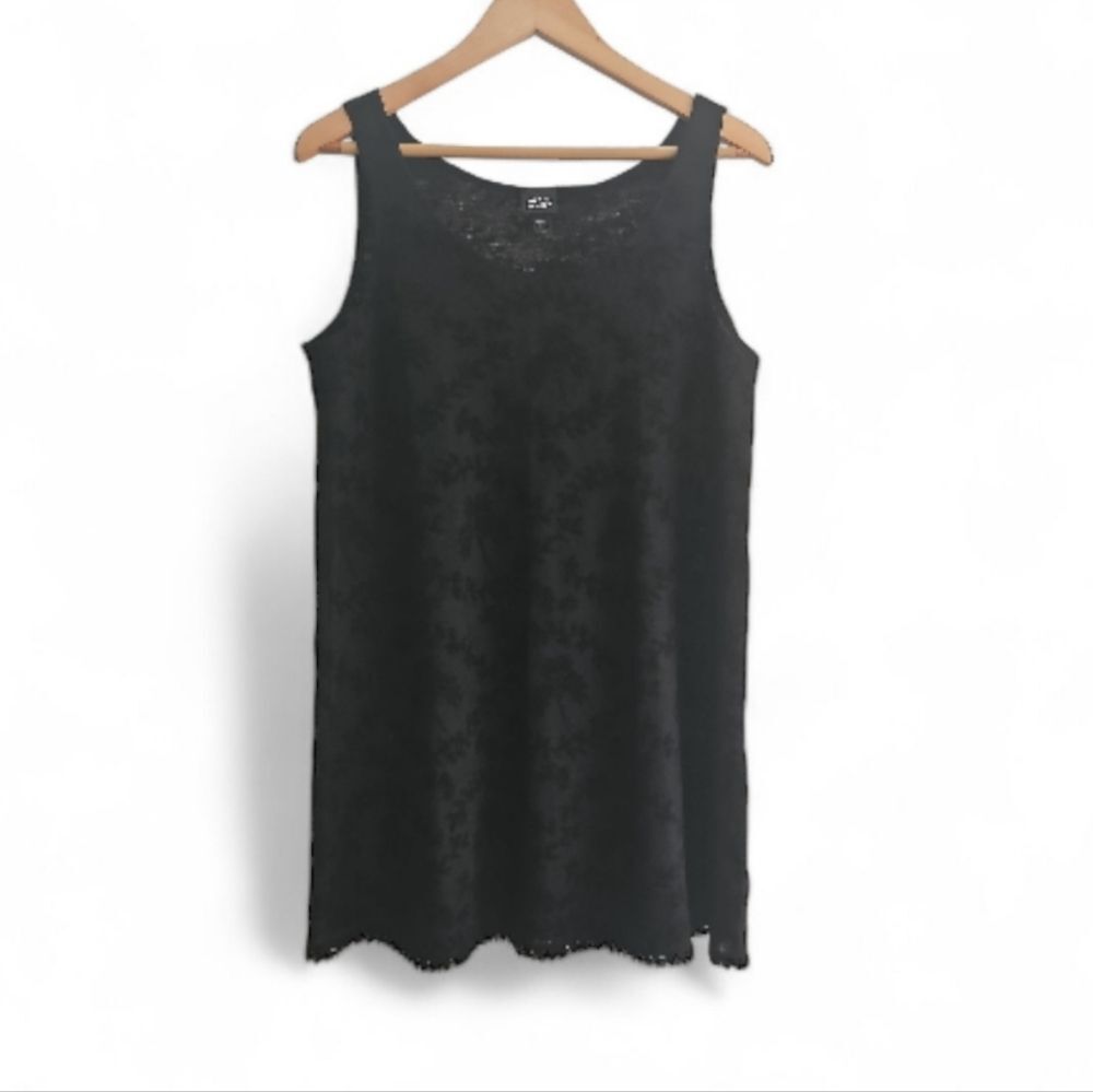 Eileen Fisher Wool Tank Dress M Black Italian Knit Minimalist Layering Tunic